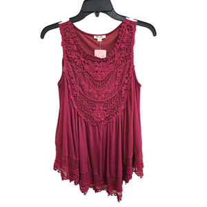 Ultra Pink Burgundy Lace Tank Top